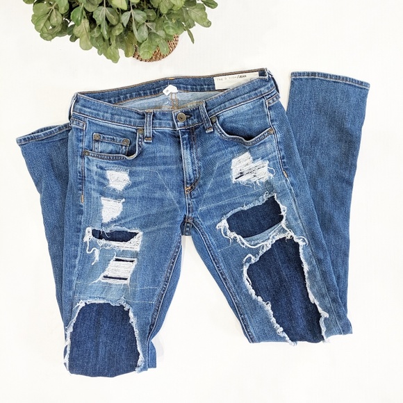 rag & bone Denim - rag & bone Distressed Skinny Jeans 27